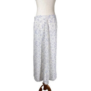 J Crew Floral Midi Skirt Size 12nWhite Purple Bohemian Fairy Cottagecore Girly